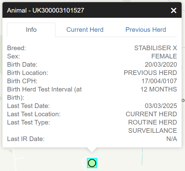 Image showing animal search info interface
