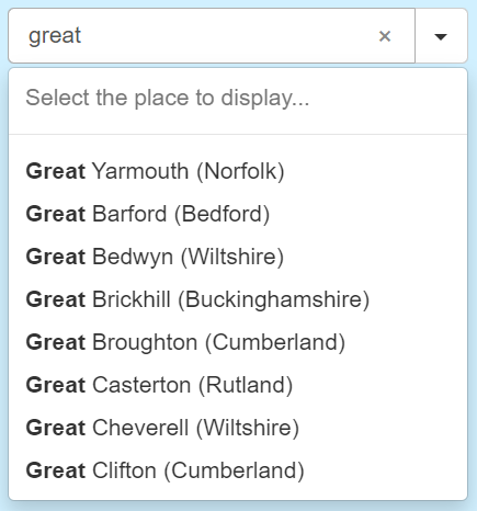Image showing place search interface