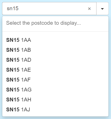 Image showing postcode search interface